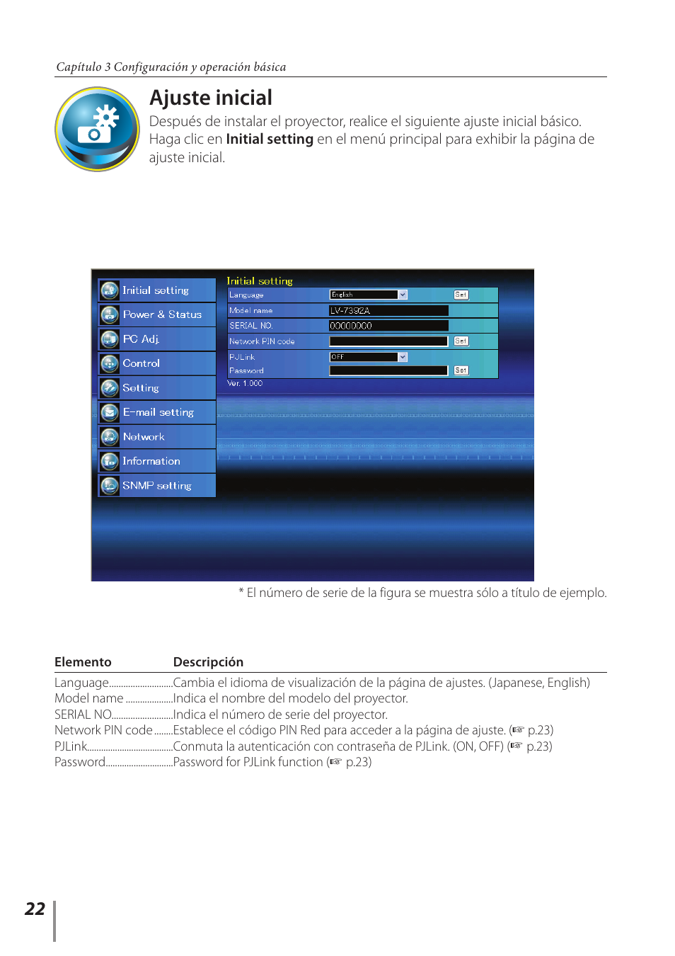 Ajuste inicial | Canon LV-7292A User Manual | Page 22 / 60