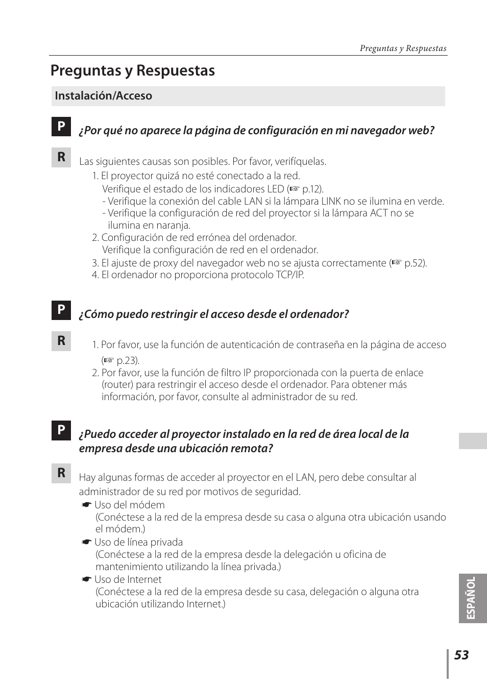 Preguntas y respuestas | Canon LV-7292A User Manual | Page 53 / 60