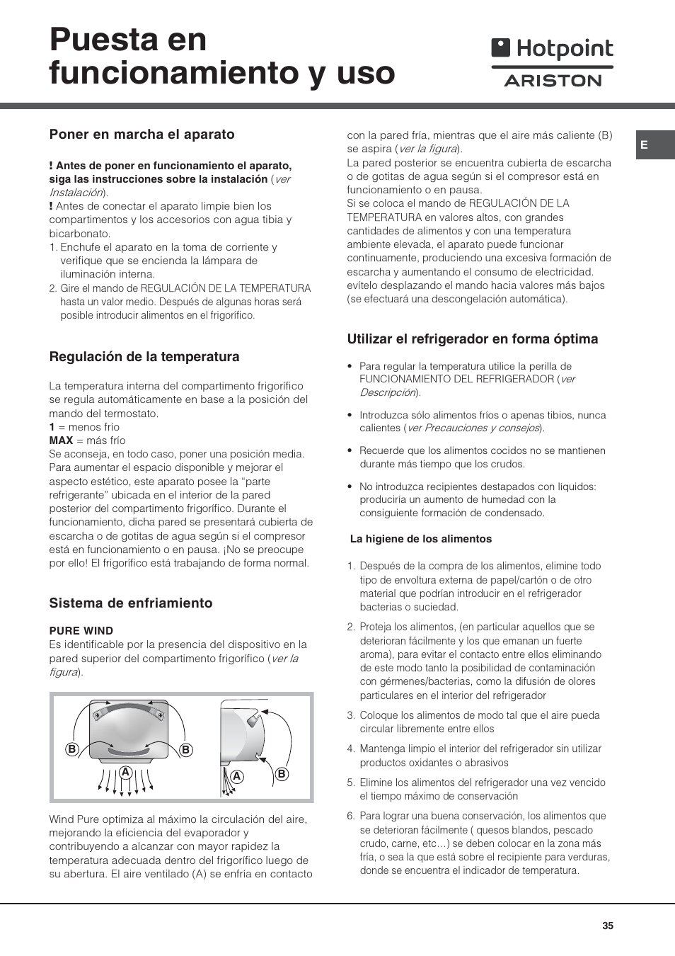 Puesta en funcionamiento y uso | Hotpoint Ariston Combinato SBM 1827V-HA User Manual | Page 35 / 72