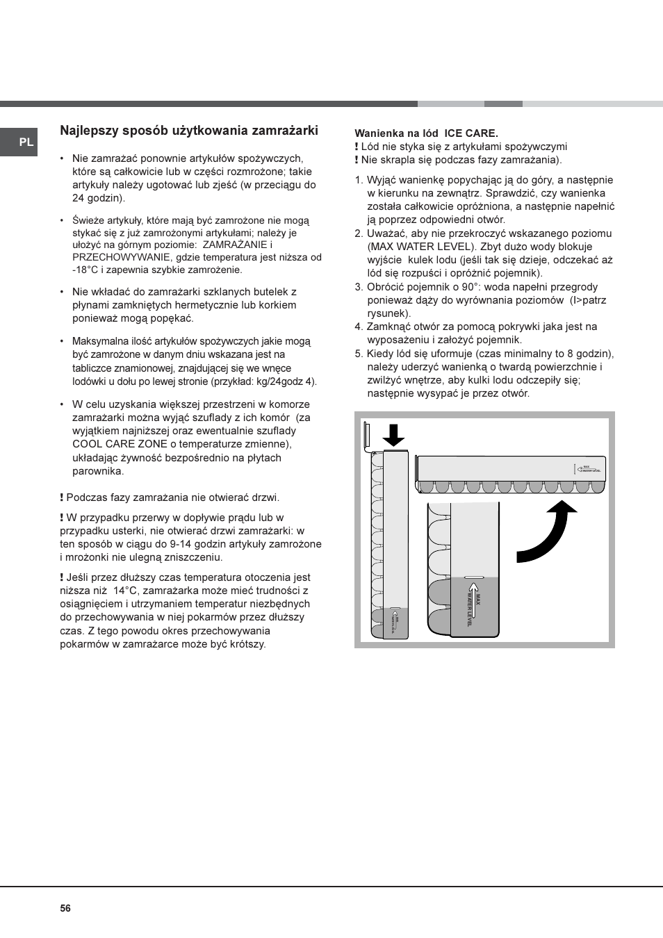 Najlepszy sposób u¿ytkowania zamra¿arki | Hotpoint Ariston Combinato SBM 1827V-HA User Manual | Page 56 / 72