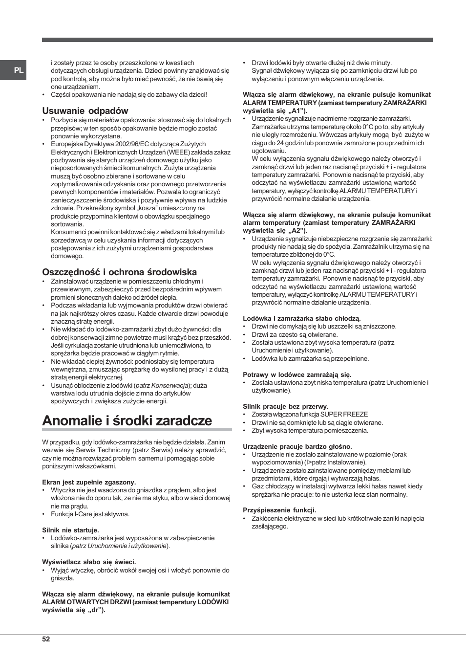 Hotpoint Ariston Combinato EBYH 20320 V User Manual | Page 52 / 64