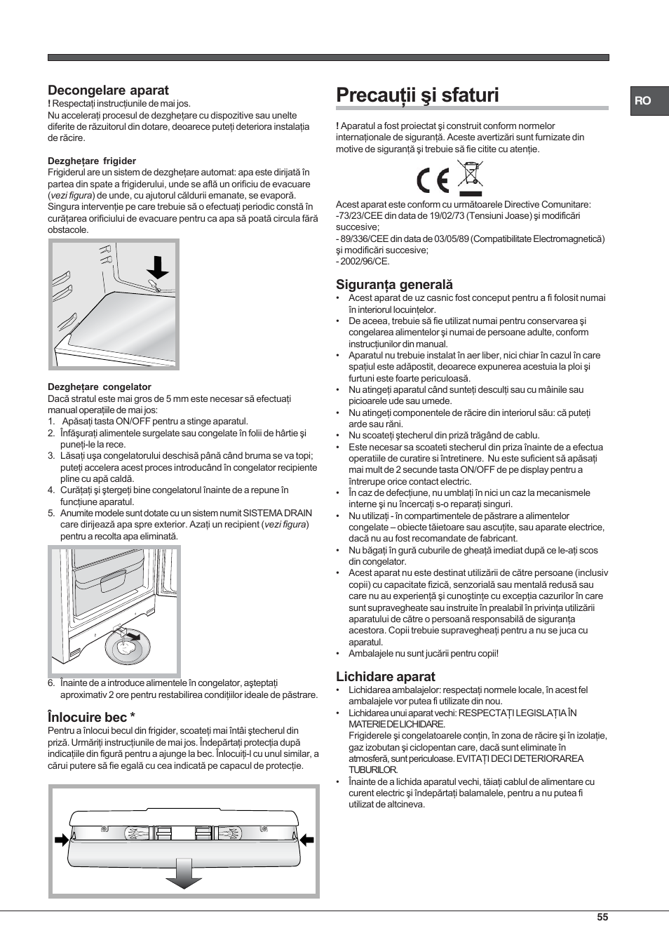 Hotpoint Ariston Combinato EBYH 20320 V User Manual | Page 55 / 64
