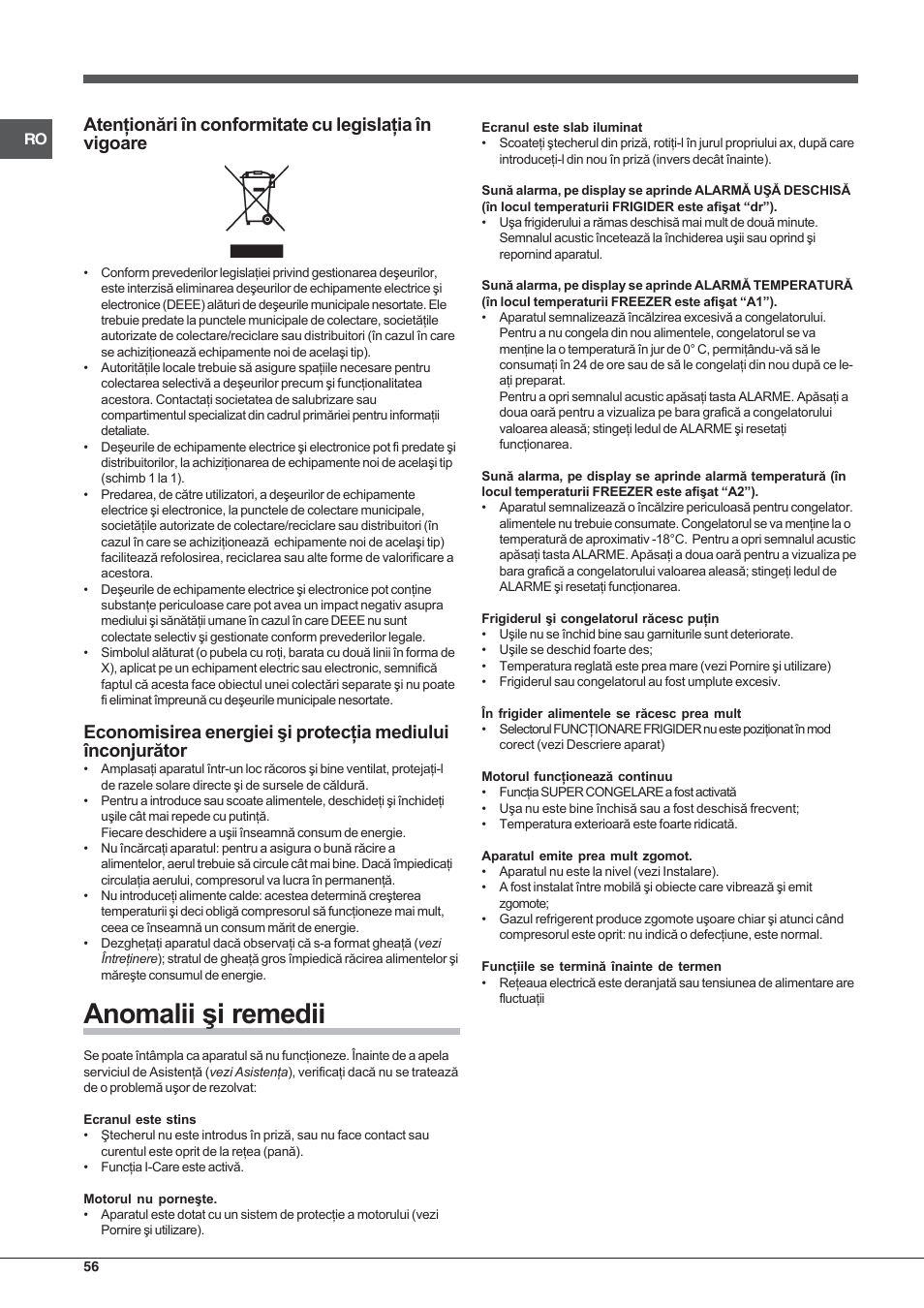 Hotpoint Ariston Combinato EBYH 20320 V User Manual | Page 56 / 64