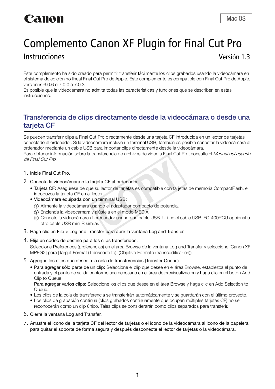 Canon EOS C300 User Manual | 2 pages
