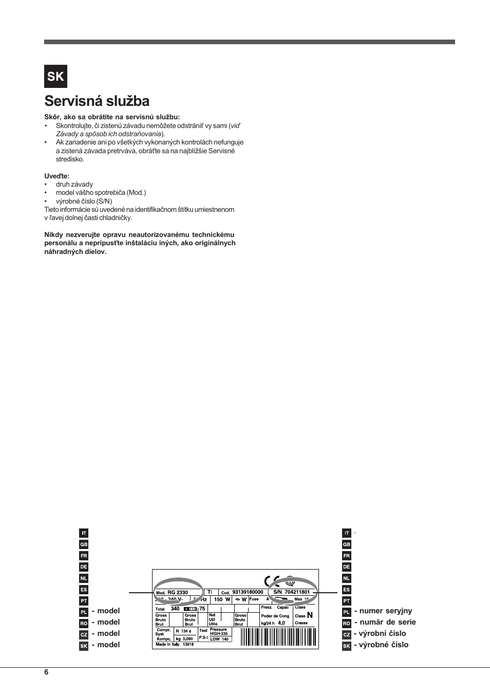 Hotpoint Ariston SDSY 17xx V x User Manual | Page 6 / 60