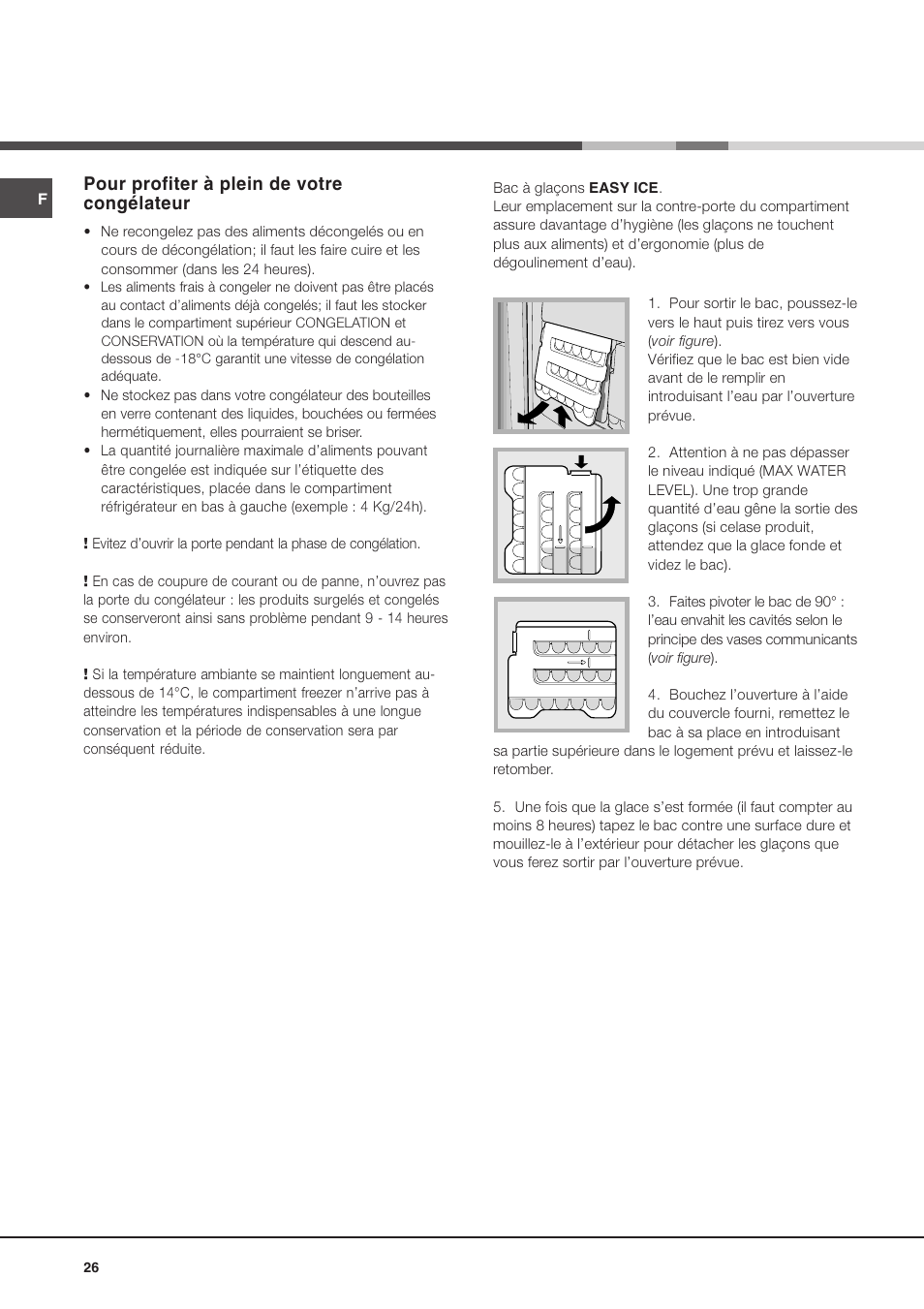 Pour profiter à plein de votre congélateur | Hotpoint Ariston Doppia Porta BD 2931 EU-HA User Manual | Page 26 / 52