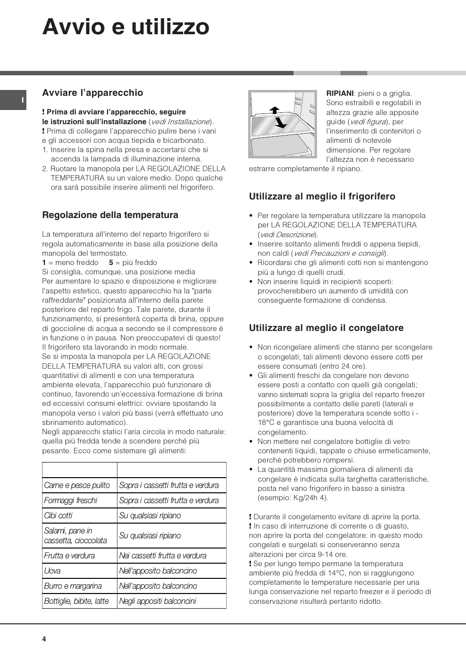 Avvio e utilizzo | Hotpoint Ariston Una Porta BSZ 2321 User Manual | Page 4 / 40