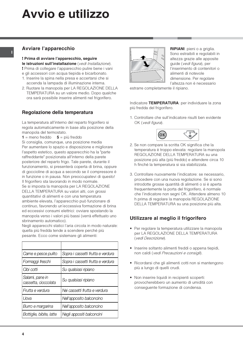 Avvio e utilizzo | Hotpoint Ariston Una Porta BSZ 2332 User Manual | Page 4 / 48