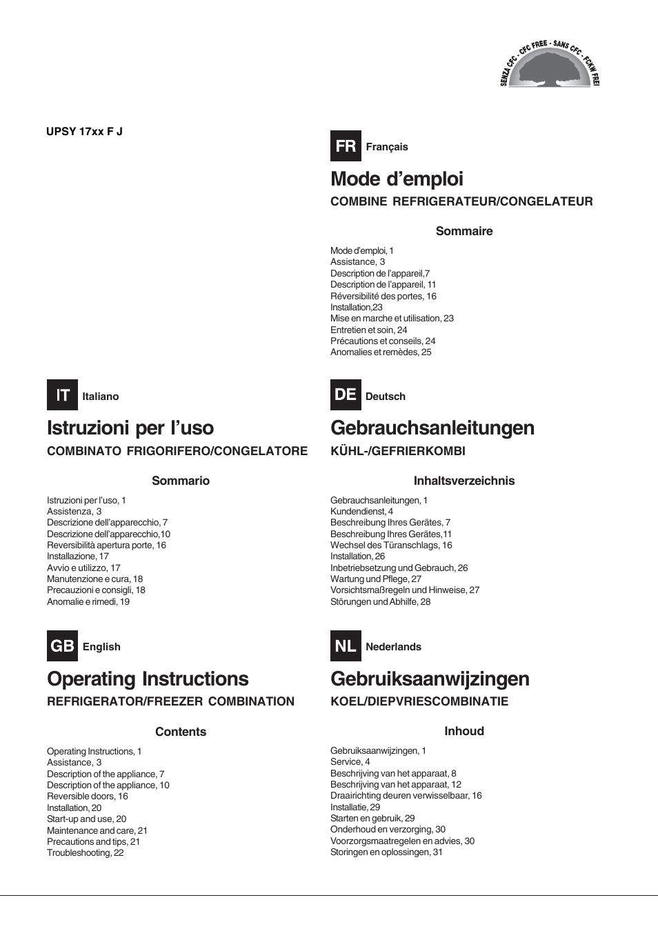 Hotpoint Ariston UPSY 1722 F J User Manual | 52 pages