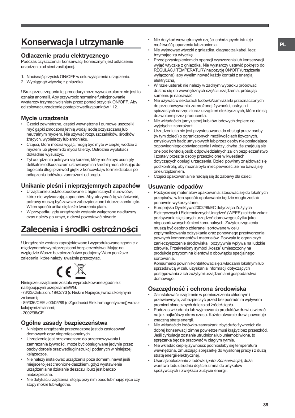 Hotpoint Ariston UPSY 1722 F J User Manual | Page 39 / 52