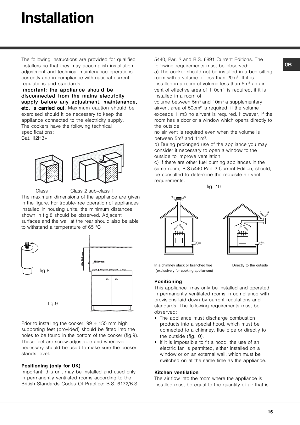 Installation | Hotpoint Ariston CP97SG1-HA User Manual | Page 15 / 64