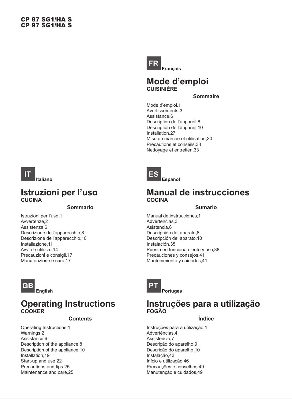 Hotpoint Ariston CP97SG1-HA S User Manual | 52 pages
