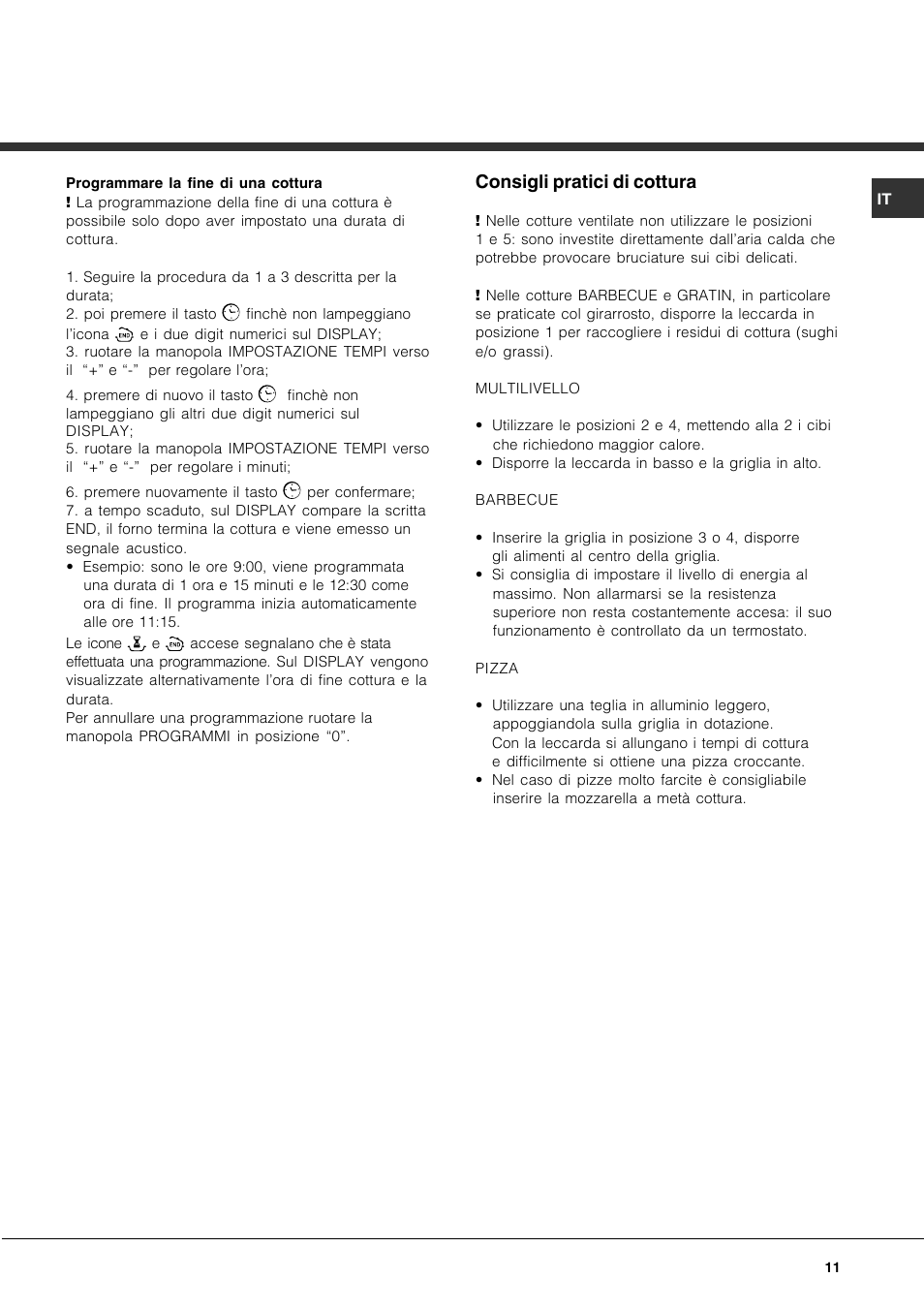 Consigli pratici di cottura | Hotpoint Ariston CP97SEA-HA User Manual | Page 11 / 76