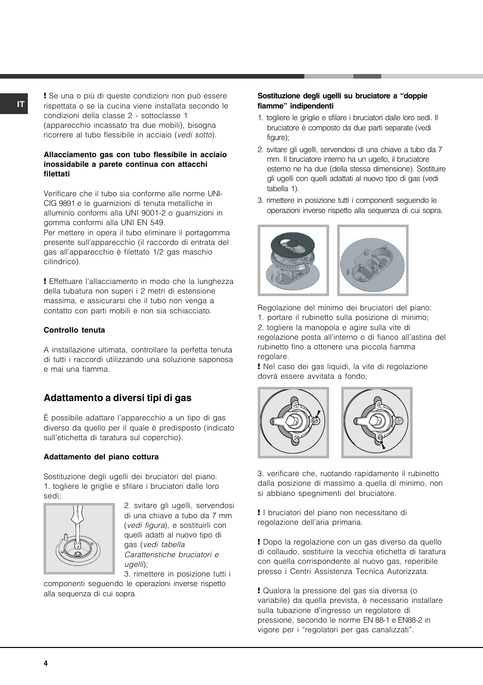 Adattamento a diversi tipi di gas | Hotpoint Ariston CP97SEA-HA User Manual | Page 4 / 76