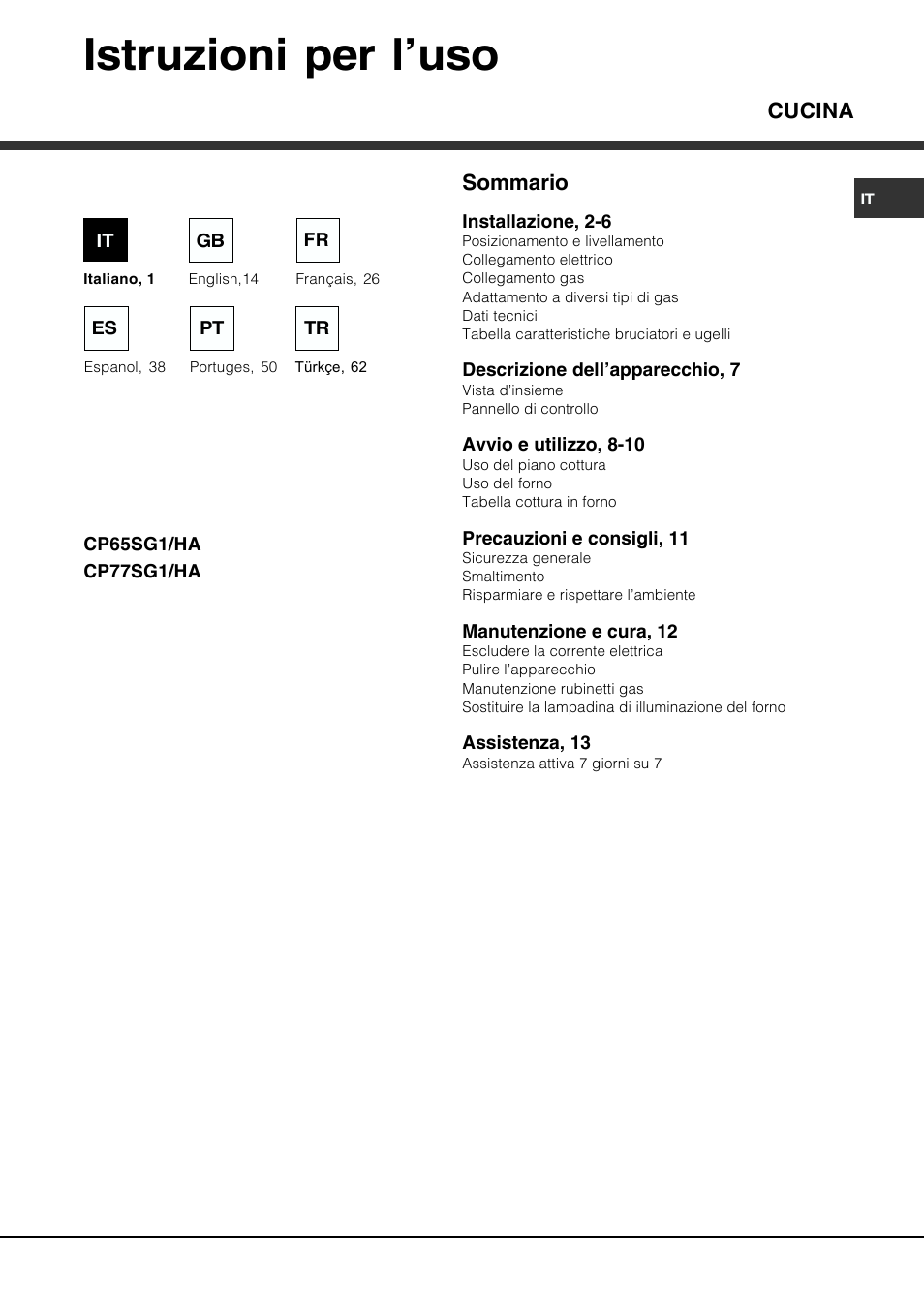 Hotpoint Ariston CP77SG1-HA User Manual | 76 pages