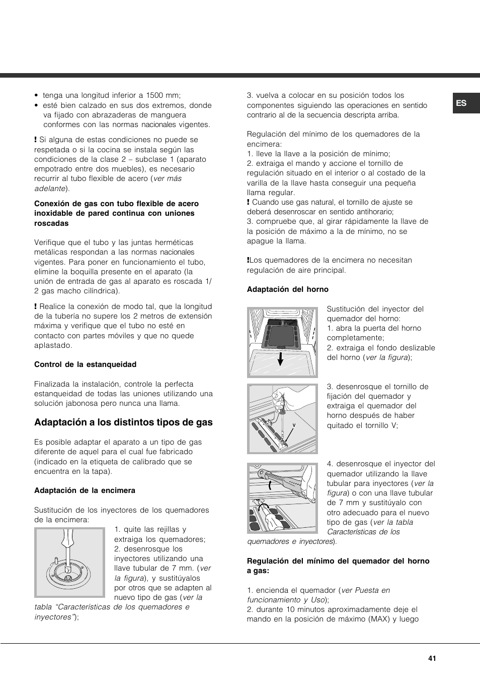 Adaptación a los distintos tipos de gas | Hotpoint Ariston CP77SG1-HA User Manual | Page 41 / 76