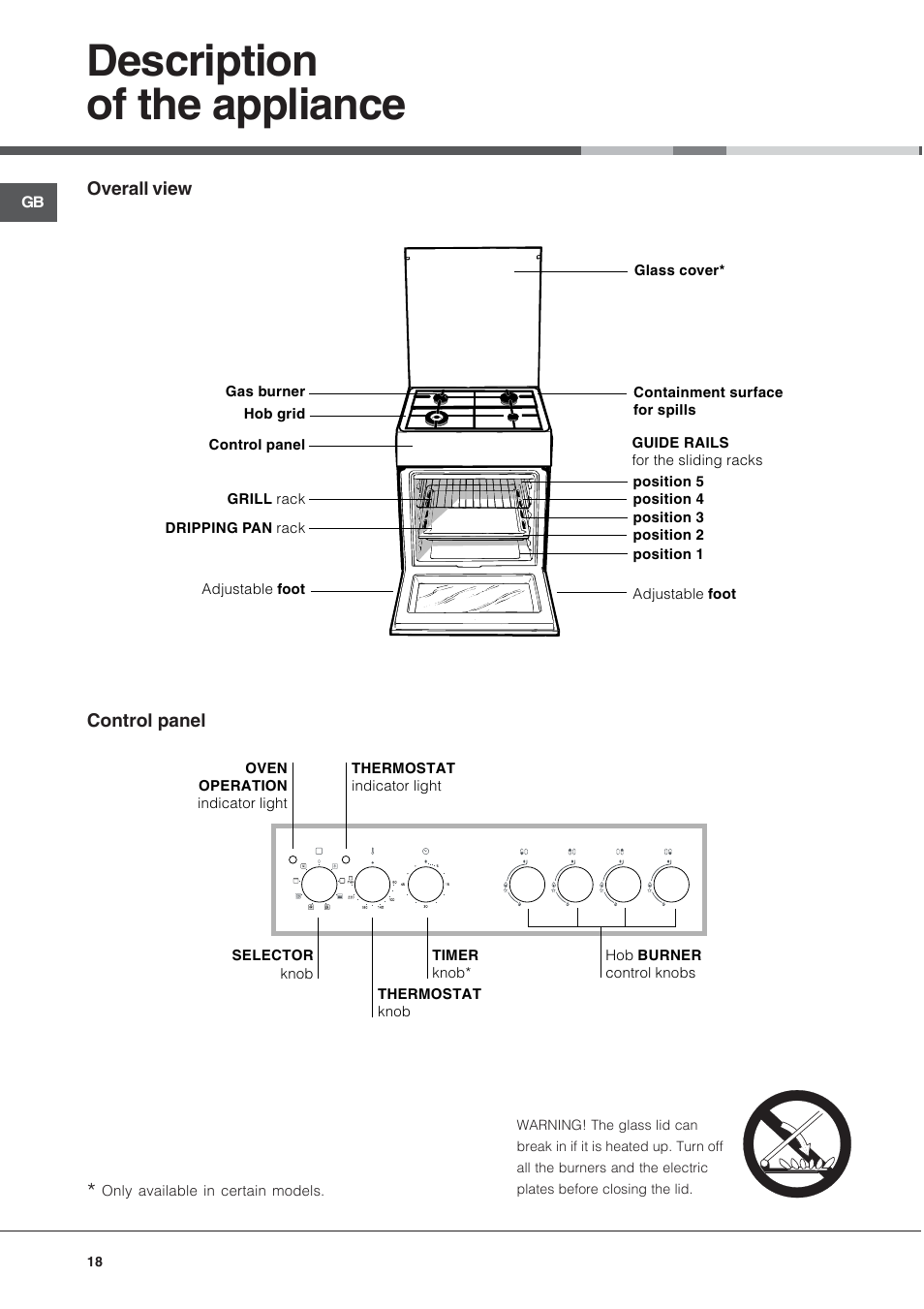 Description of the appliance | Hotpoint Ariston CX65SP1 (X) I-HA User Manual | Page 18 / 60