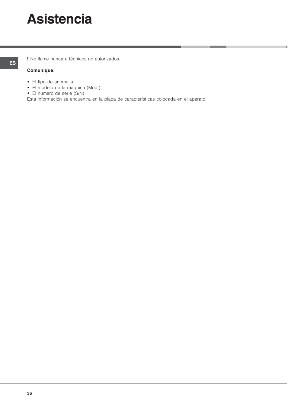 Asistencia | Hotpoint Ariston CX65SP1 (X) I-HA User Manual | Page 36 / 60
