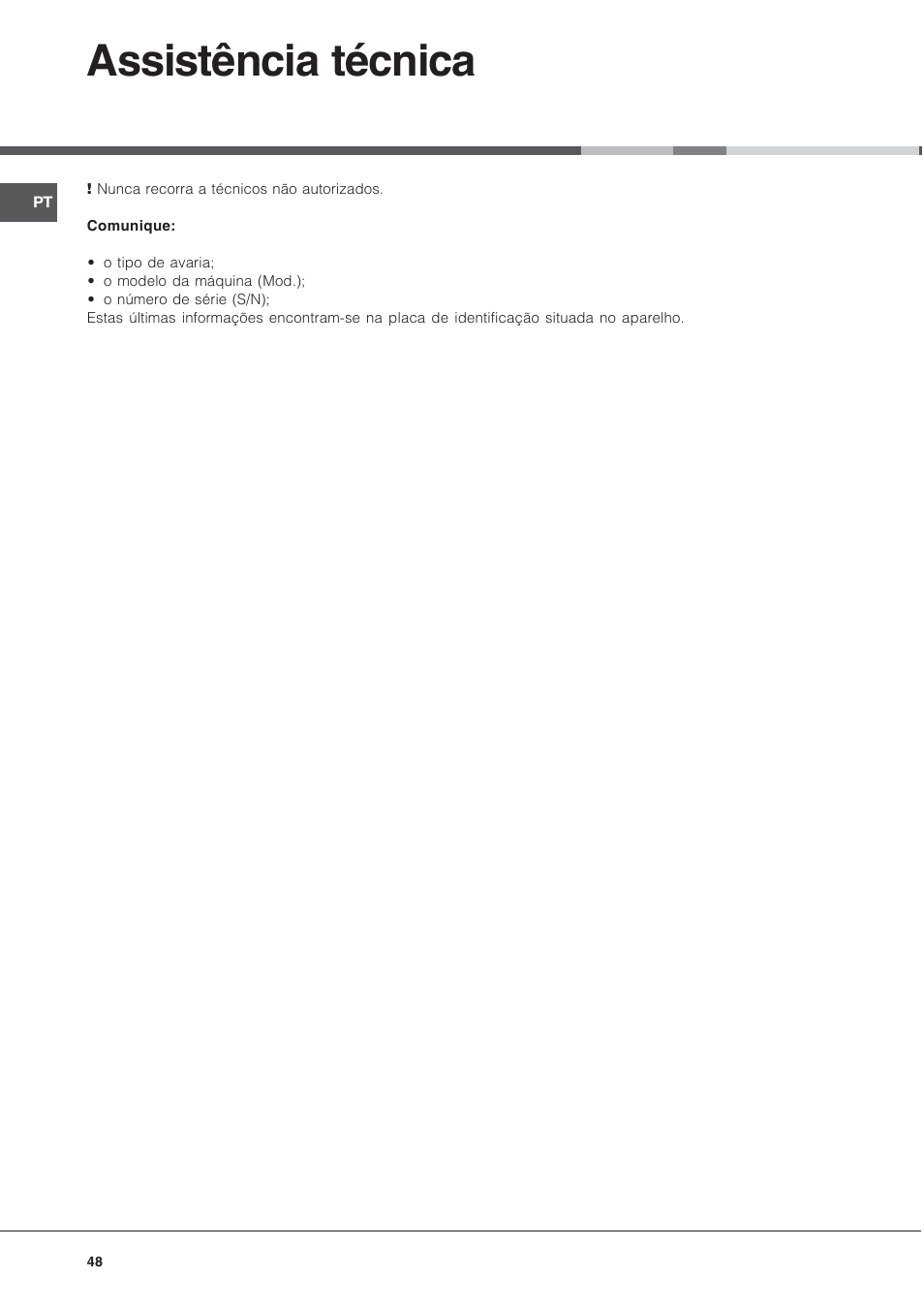 Assistência técnica | Hotpoint Ariston CX65SP1 (X) I-HA User Manual | Page 48 / 60
