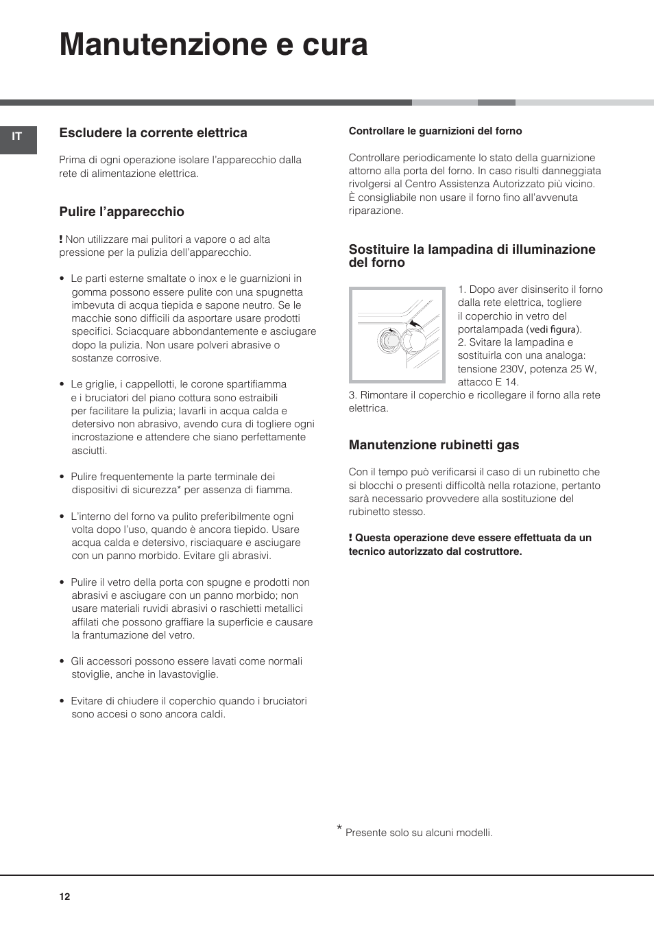Manutenzione e cura | Hotpoint Ariston CG64SG1 (W) I /HA User Manual | Page 12 / 48