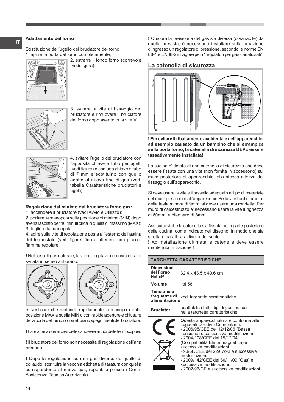 La catenella di sicurezza | Hotpoint Ariston CP65SG1-HA S User Manual | Page 14 / 60