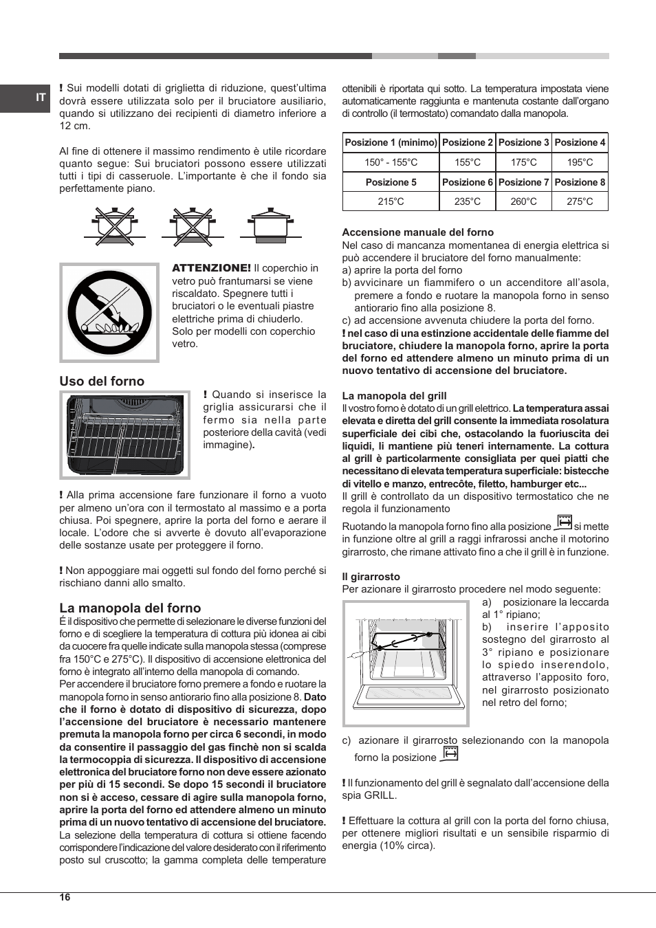 Uso del forno, La manopola del forno | Hotpoint Ariston CP65SG1-HA S User Manual | Page 16 / 60