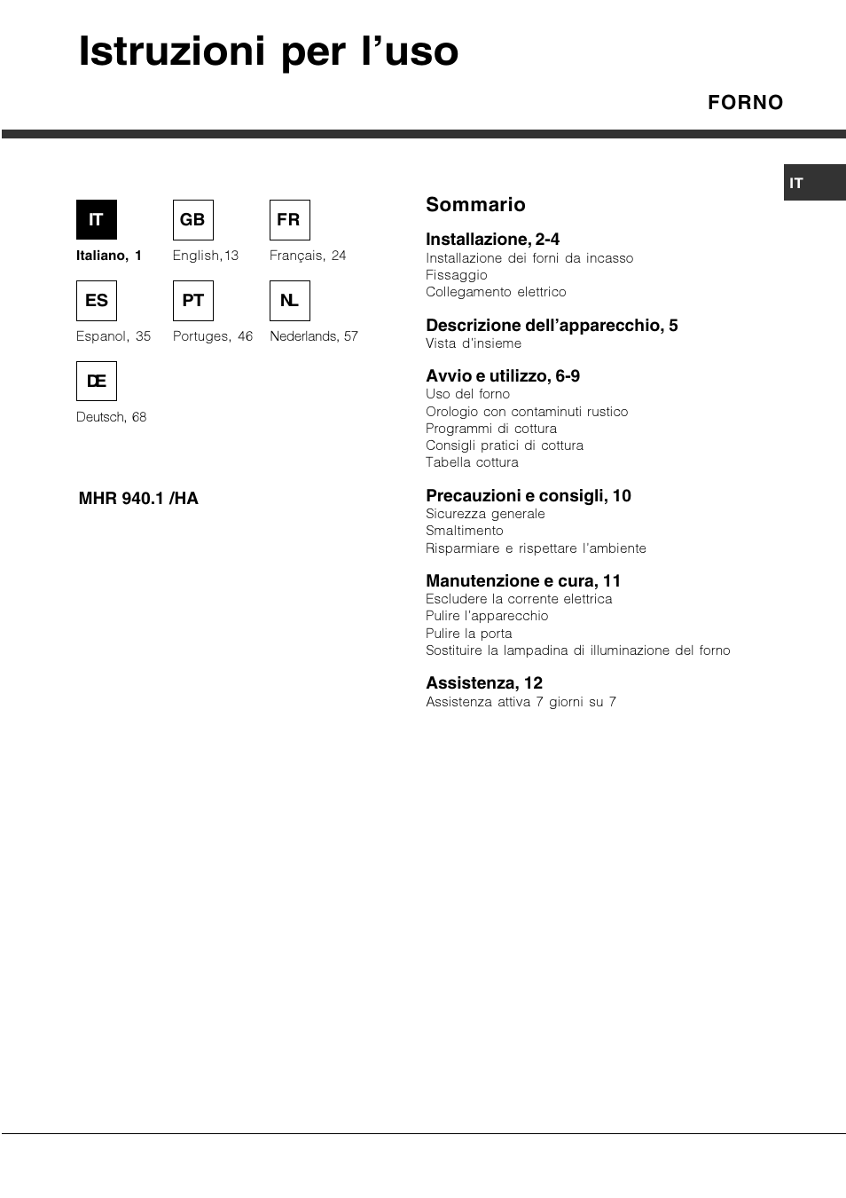 Hotpoint Ariston Deco MHR 940.1 (AN)-HA User Manual | 80 pages