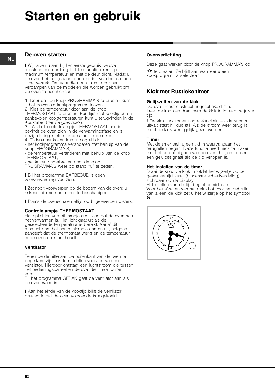 Starten en gebruik | Hotpoint Ariston Deco MHR 940.1 (AN)-HA User Manual | Page 62 / 80