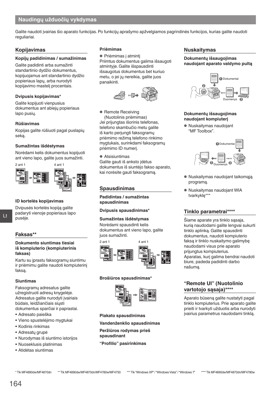 Naudingų užduočių vykdymas | Canon i-SENSYS MF4890dw User Manual | Page 164 / 292