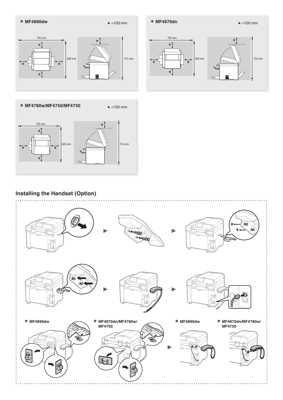 Installing the handset (option) | Canon i-SENSYS MF4890dw User Manual | Page 4 / 292