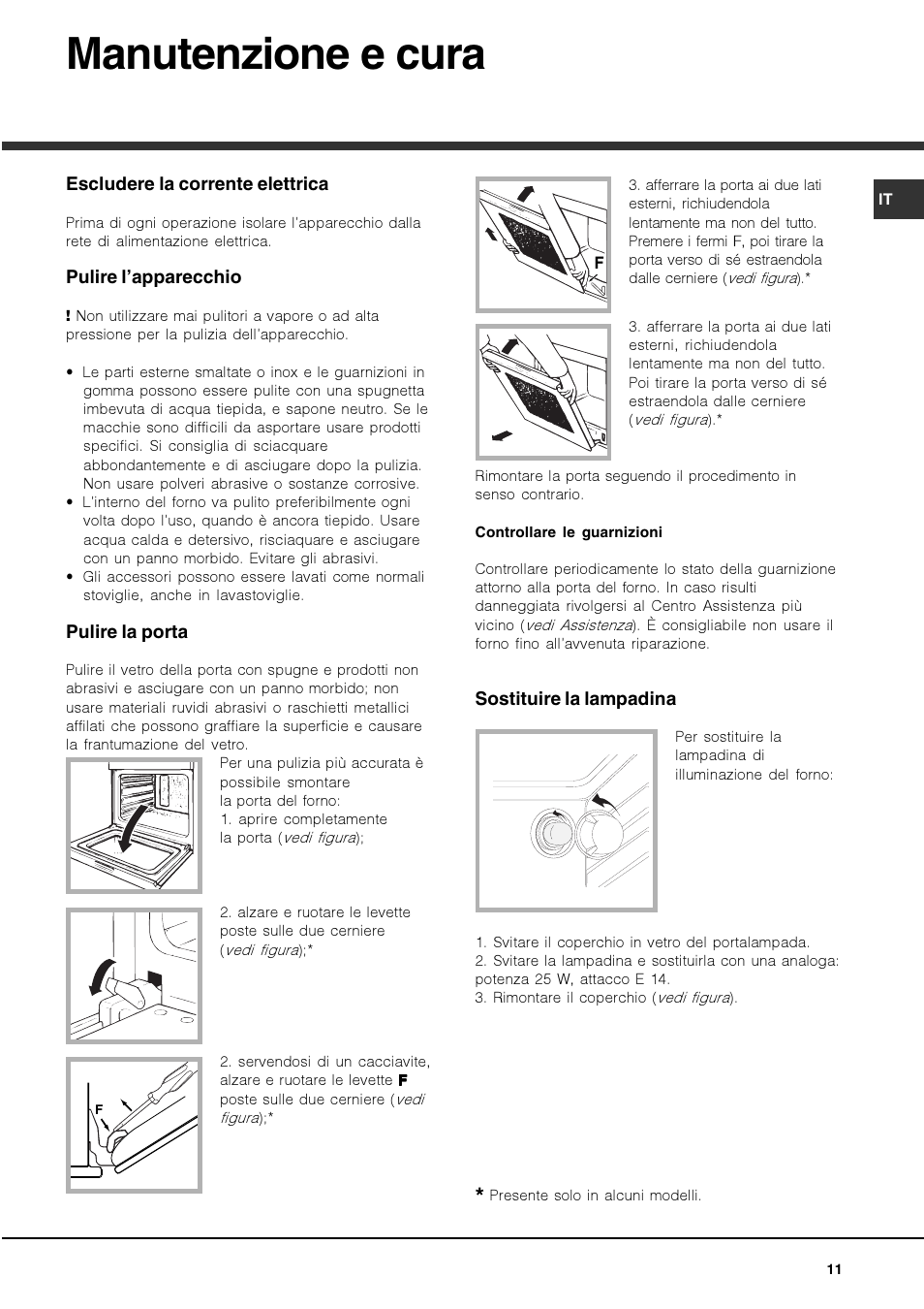 Manutenzione e cura | Hotpoint Ariston Deco FHR G (AN)-HA User Manual | Page 11 / 68