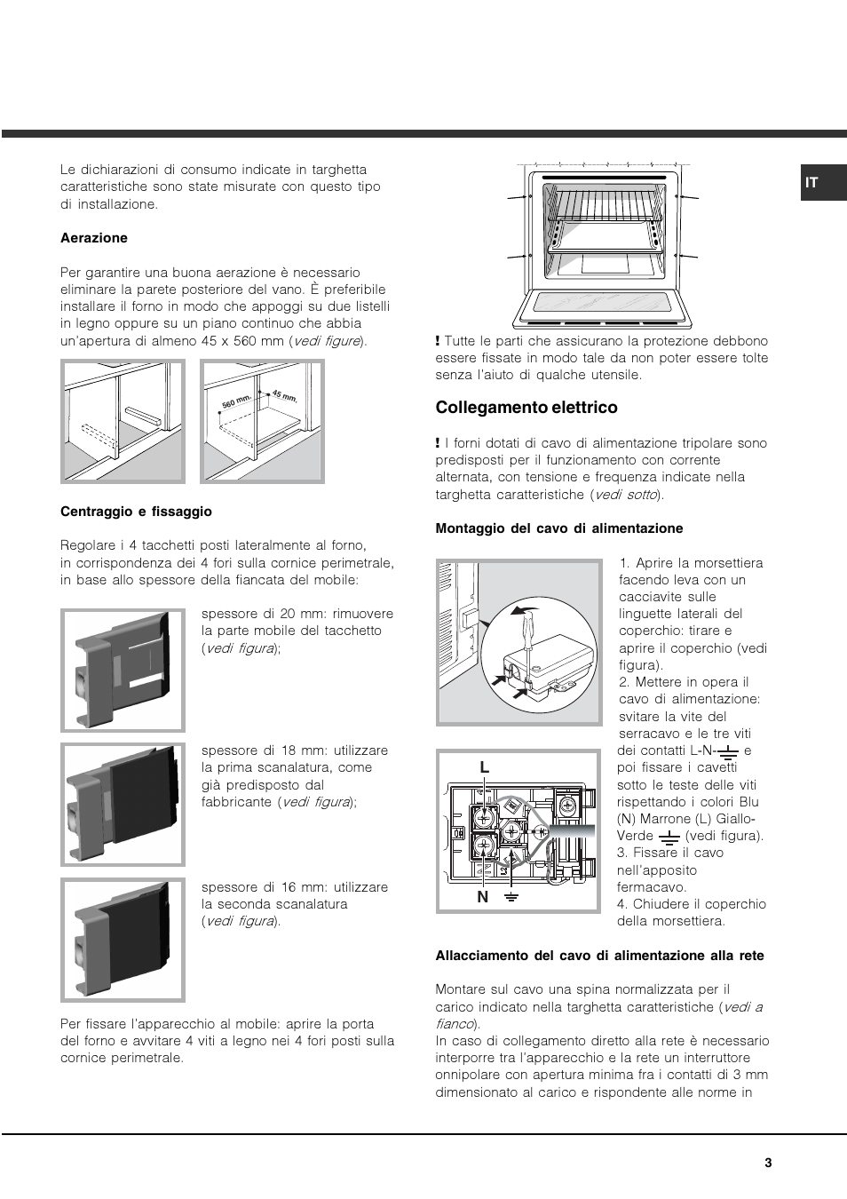 Collegamento elettrico | Hotpoint Ariston Deco FHR G (AN)-HA User Manual | Page 3 / 68