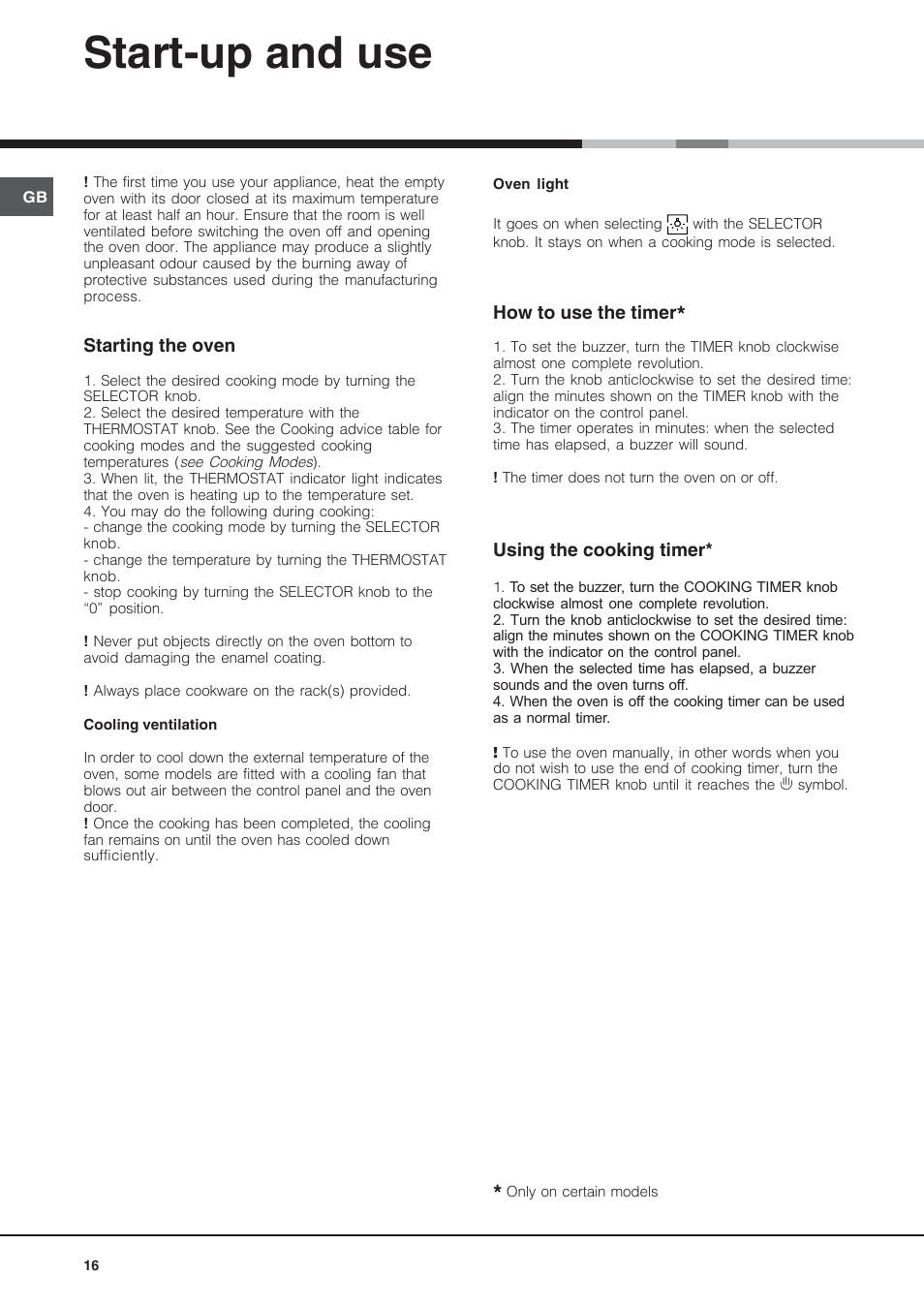 Start-up and use | Hotpoint Ariston Diamond FD 61.1 (SL)-HA User Manual | Page 16 / 72