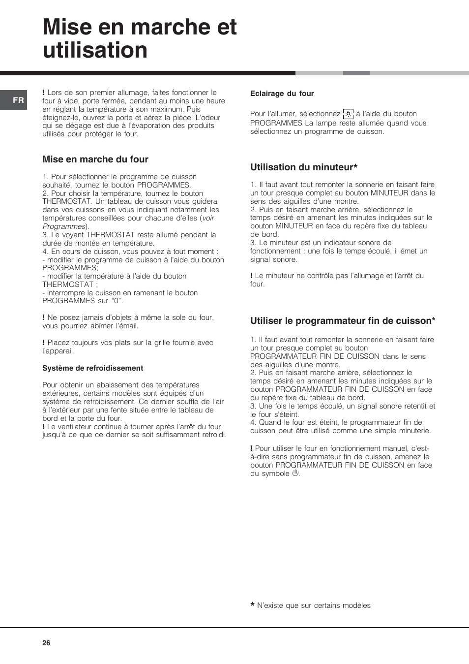 Mise en marche et utilisation | Hotpoint Ariston Diamond FD 61.1 (SL)-HA User Manual | Page 26 / 72