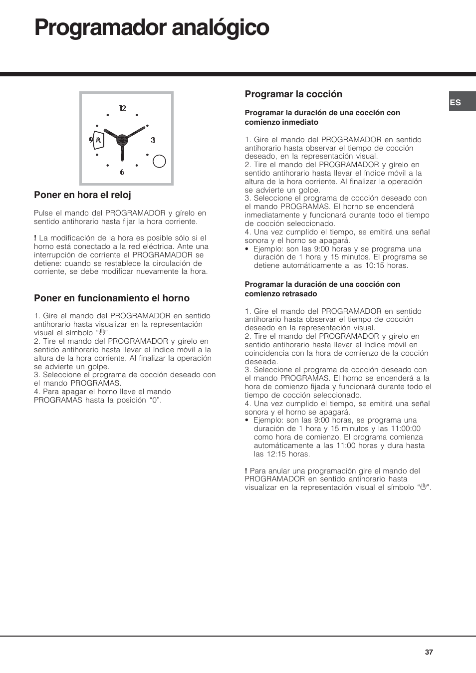 Programador analógico | Hotpoint Ariston Diamond FD 61.1 (SL)-HA User Manual | Page 37 / 72