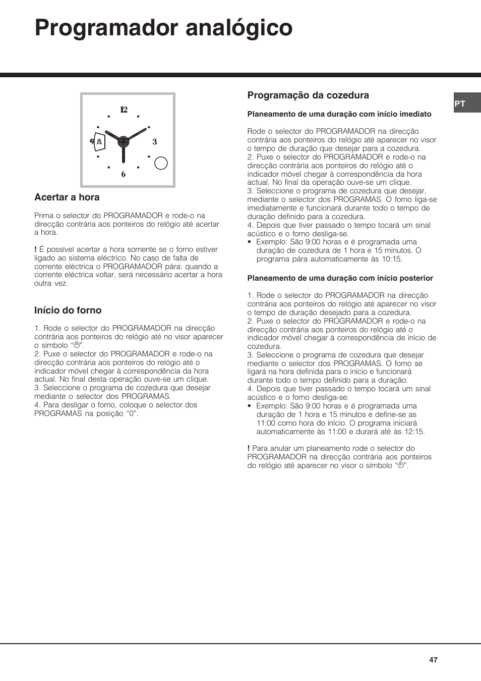 Programador analógico | Hotpoint Ariston Diamond FD 61.1 (SL)-HA User Manual | Page 47 / 72