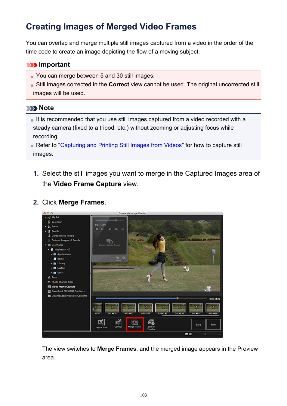 Creating images of merged video frames | Canon PIXMA MG2440 User Manual | Page 103 / 335