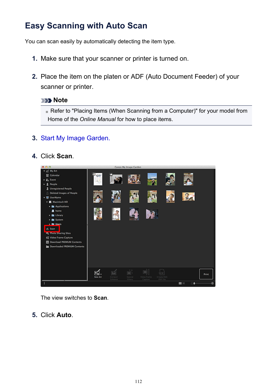 Easy scanning with auto scan | Canon PIXMA MG2440 User Manual | Page 112 / 335