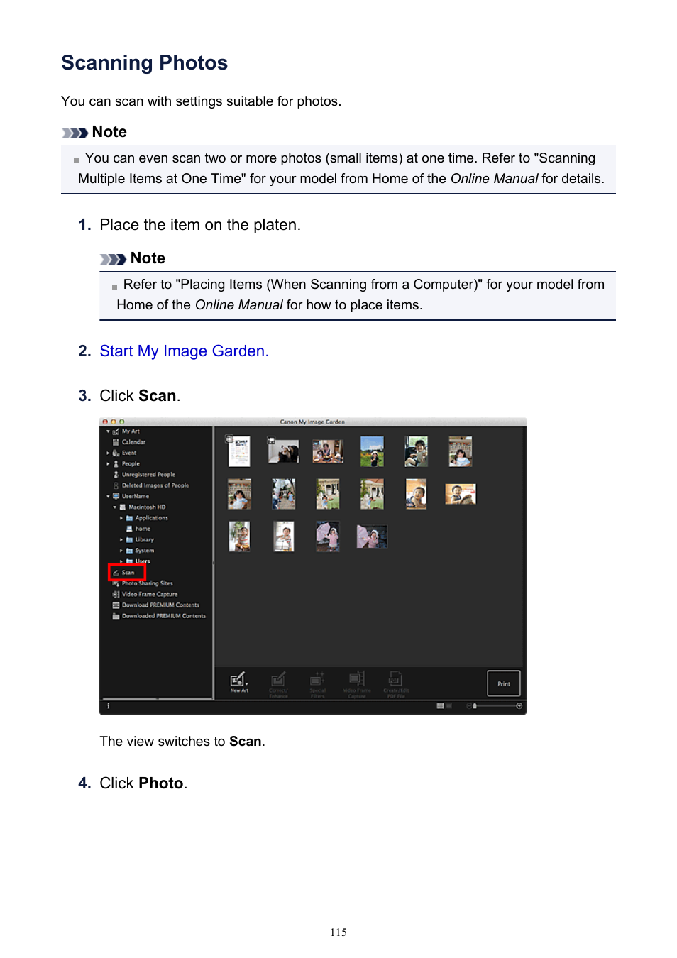 Scanning photos | Canon PIXMA MG2440 User Manual | Page 115 / 335