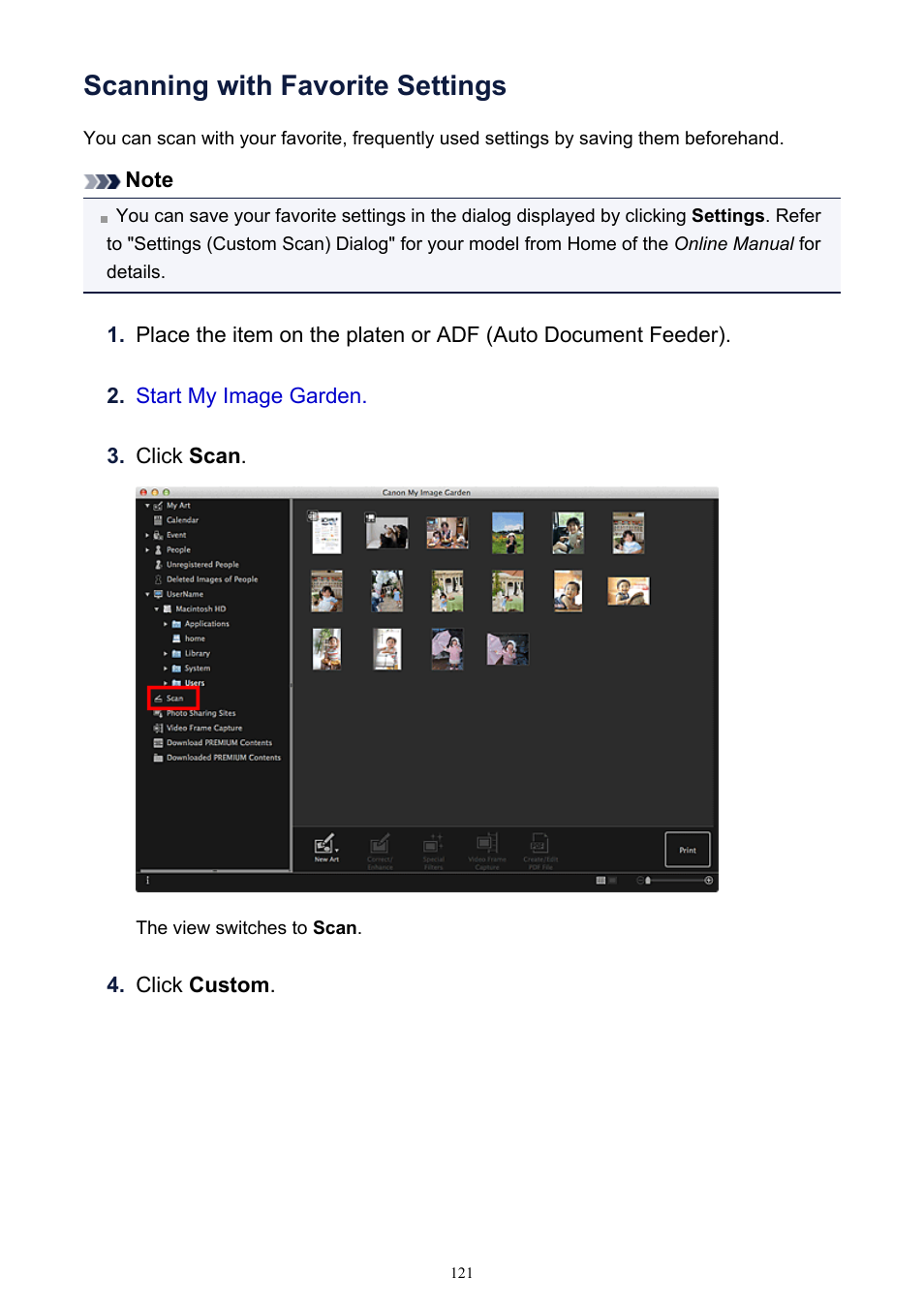 Scanning with favorite settings | Canon PIXMA MG2440 User Manual | Page 121 / 335