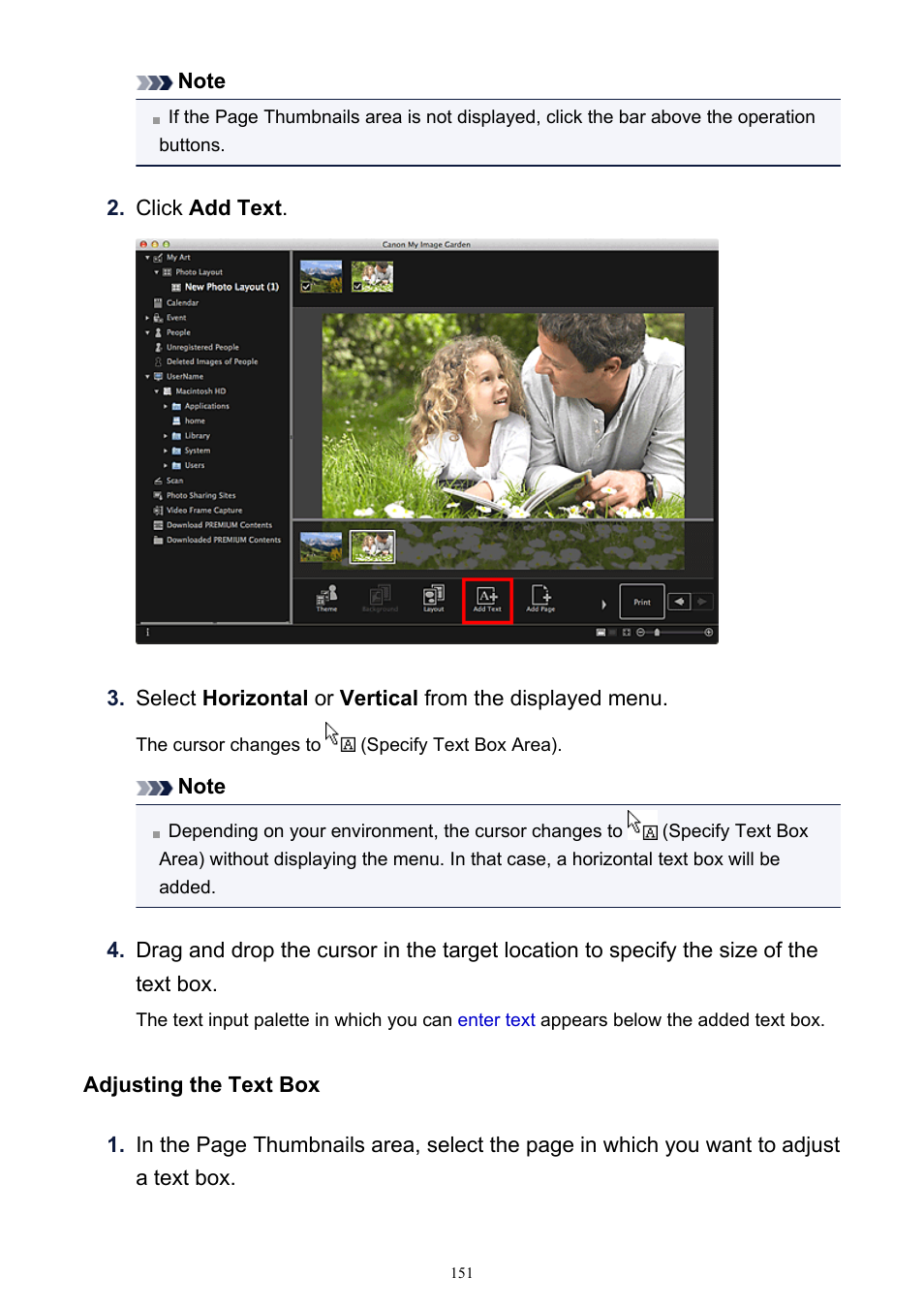 Adjusting the text box | Canon PIXMA MG2440 User Manual | Page 151 / 335