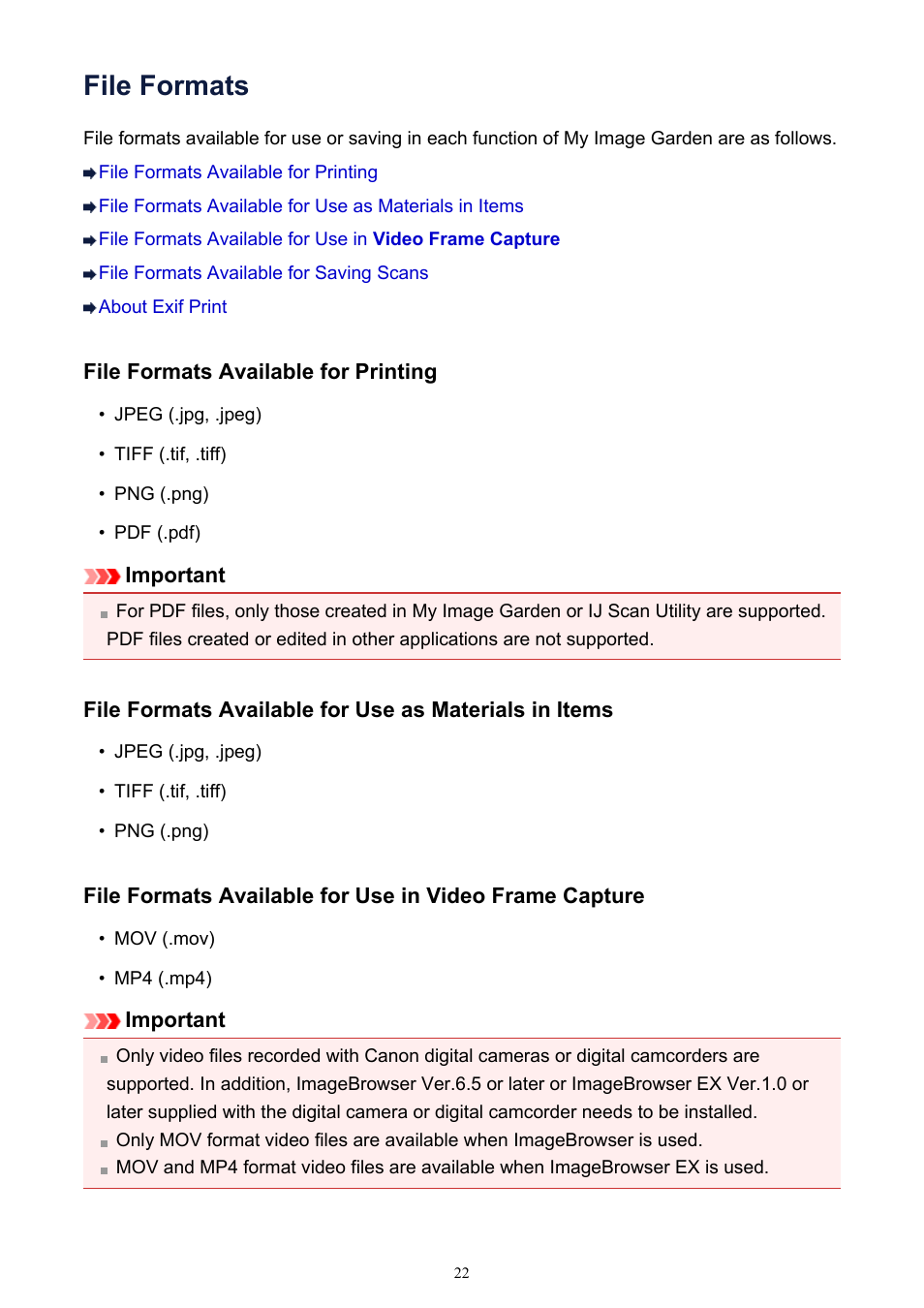 File formats, For details | Canon PIXMA MG2440 User Manual | Page 22 / 335