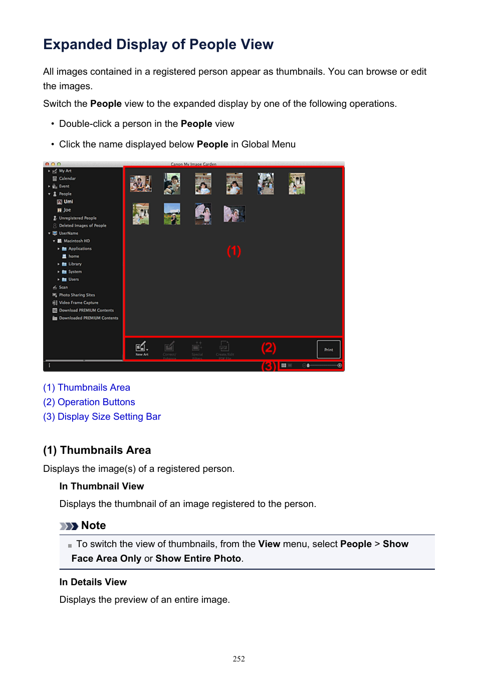 Expanded display of people view, Expanded display of, People | Canon PIXMA MG2440 User Manual | Page 252 / 335