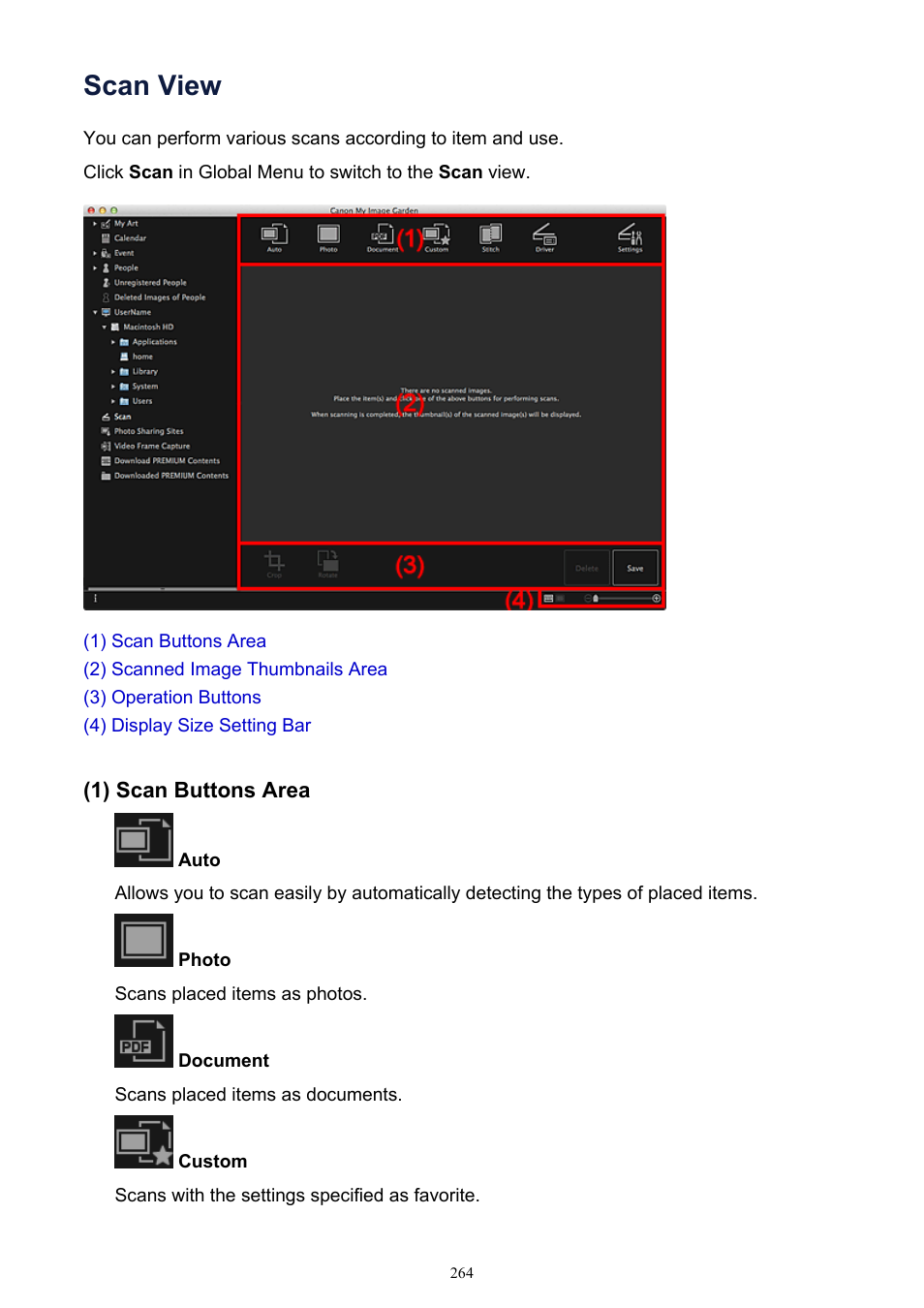 Scan view, The view switches to, Scan | Canon PIXMA MG2440 User Manual | Page 264 / 335