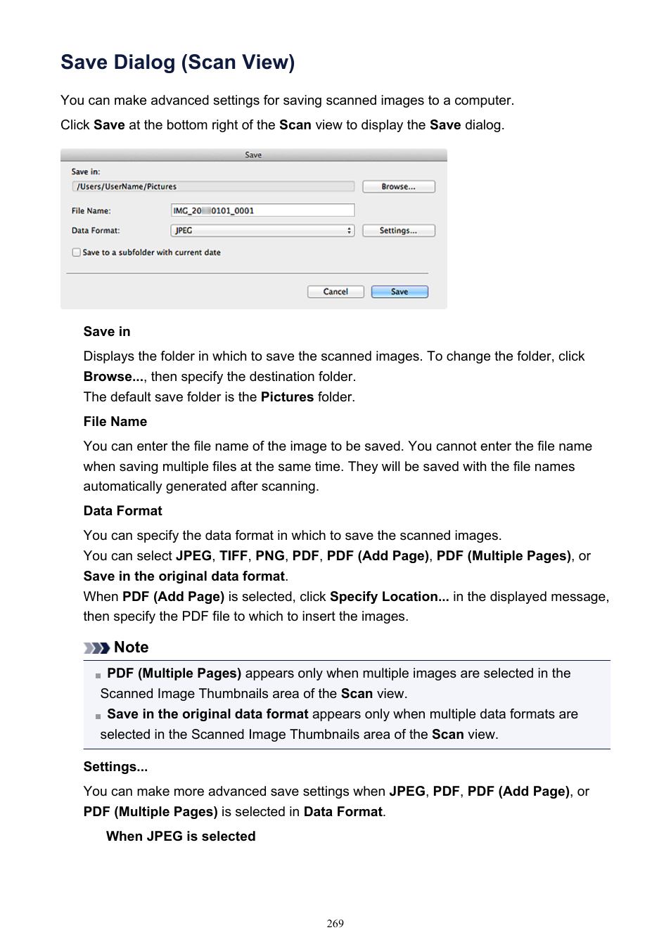 Save dialog (scan view) | Canon PIXMA MG2440 User Manual | Page 269 / 335