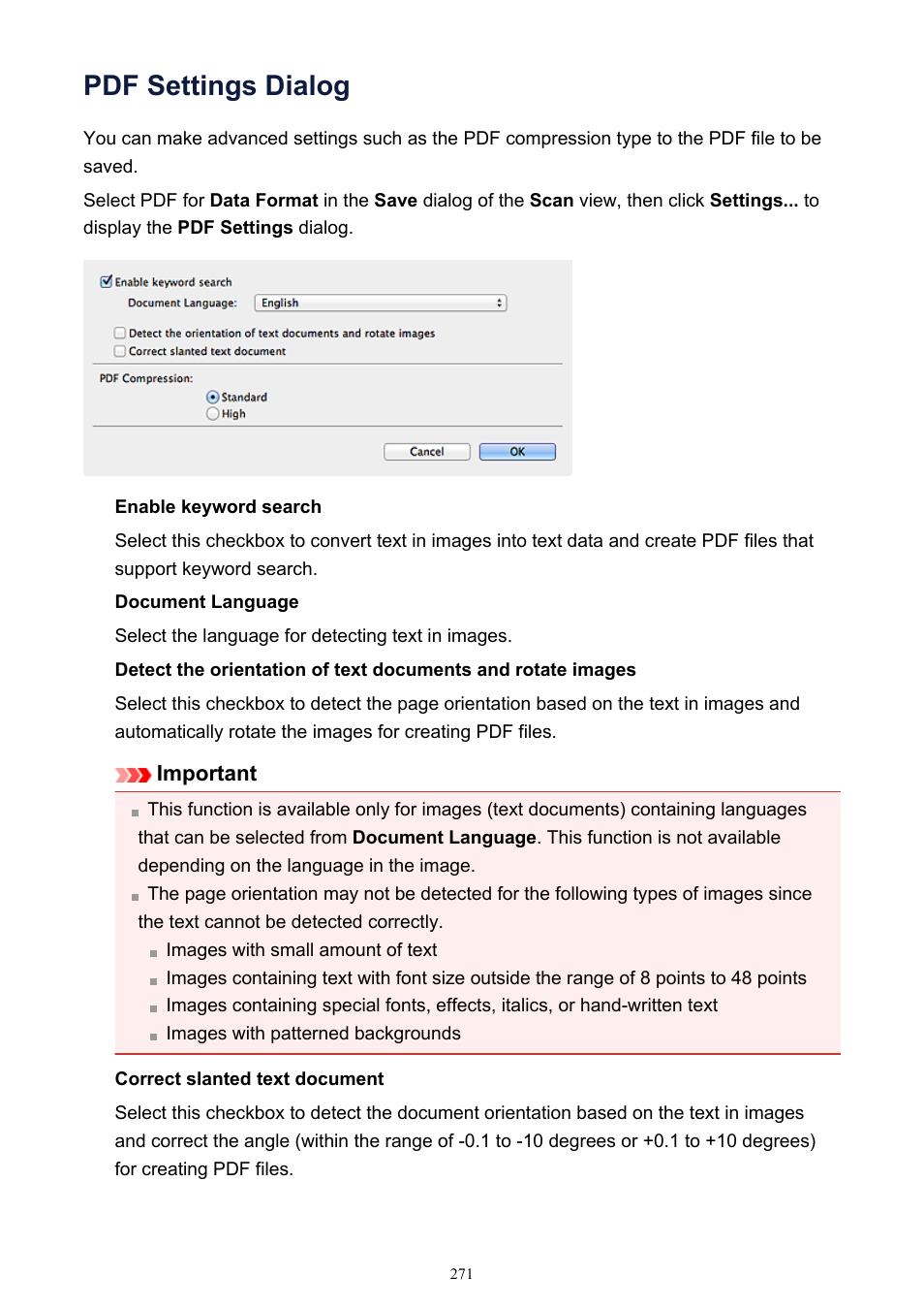 Pdf settings dialog | Canon PIXMA MG2440 User Manual | Page 271 / 335