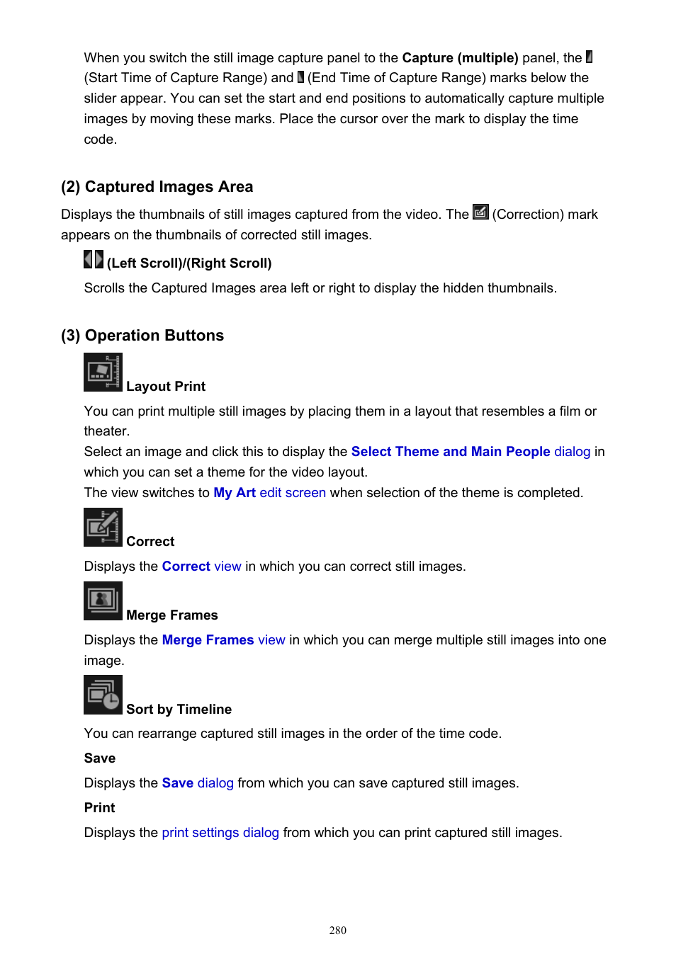 2) captured images area (3) operation buttons | Canon PIXMA MG2440 User Manual | Page 280 / 335