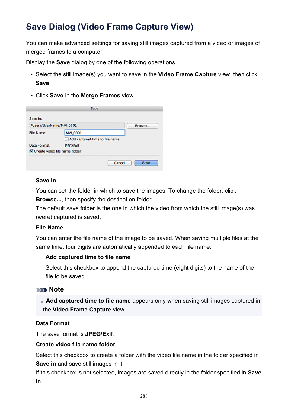 Save dialog (video frame capture view), Save dialog | Canon PIXMA MG2440 User Manual | Page 288 / 335
