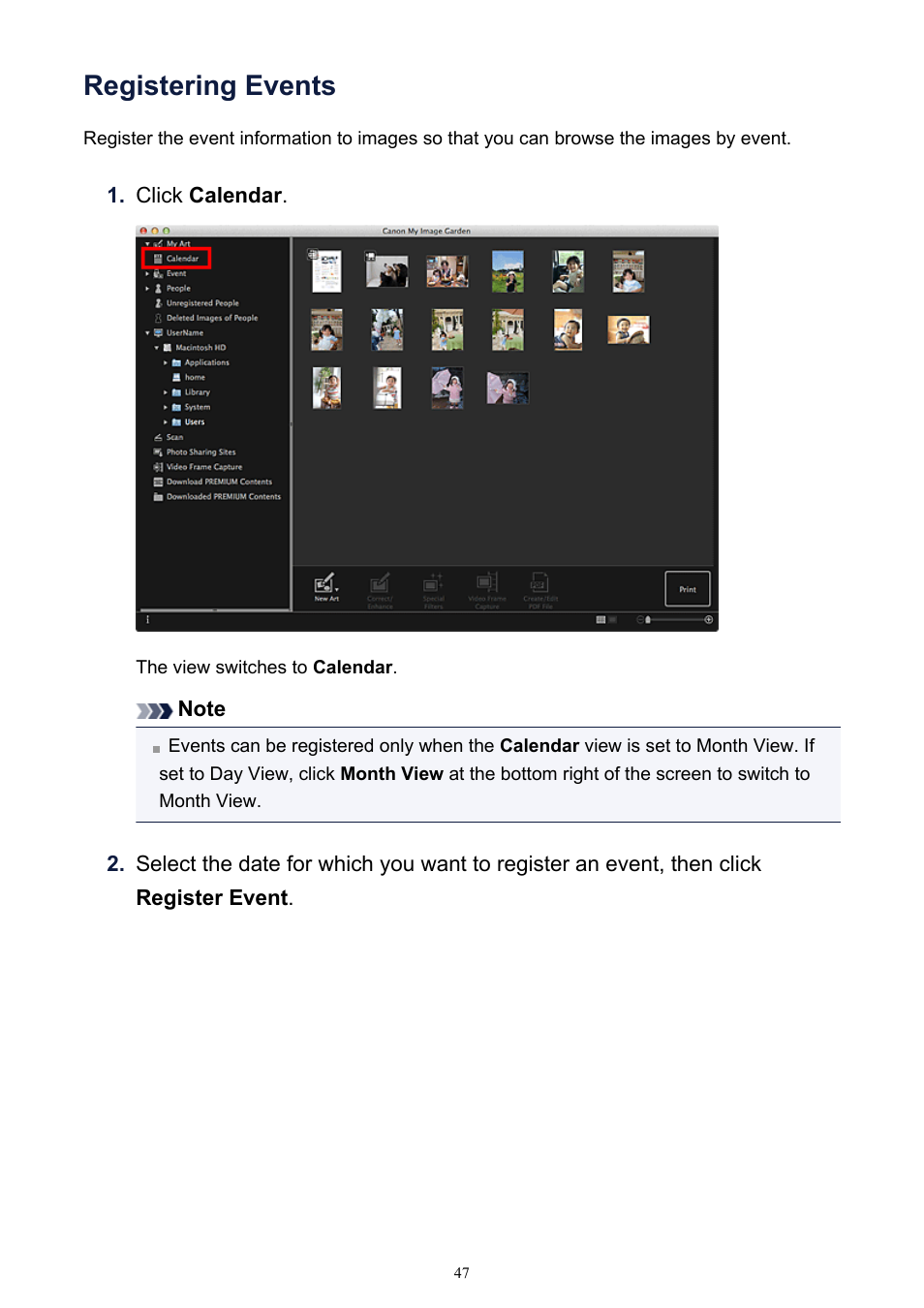 Registering events | Canon PIXMA MG2440 User Manual | Page 47 / 335