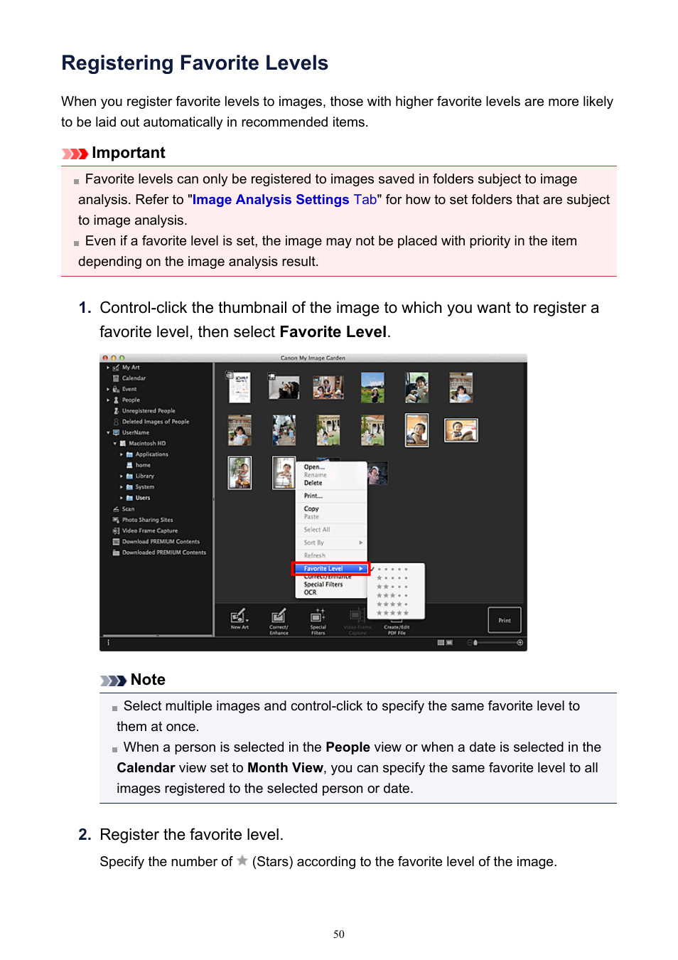 Registering favorite levels | Canon PIXMA MG2440 User Manual | Page 50 / 335